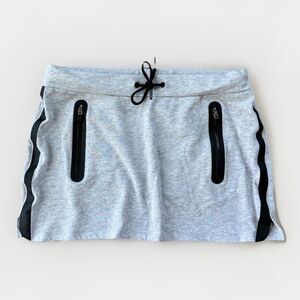 Fabletics Gray Mini Sweat Skirt Size L Short Drawstring Athletic Pockets